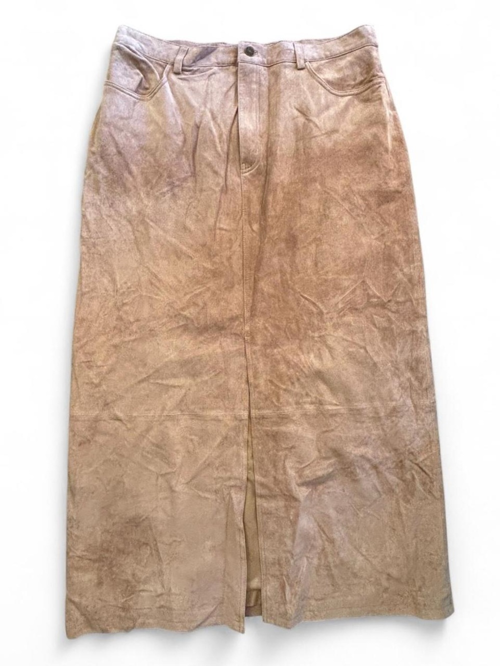 Eddie Bauer (NWT) Beige Suede Maxi Skirt, 35”-36” waist
